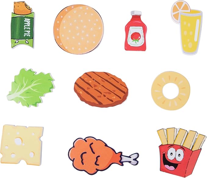 Adena Montessori Wooden Puzzles Play Fake Kitchen Fast Food Toys for Kids 2 3 4 Years Old