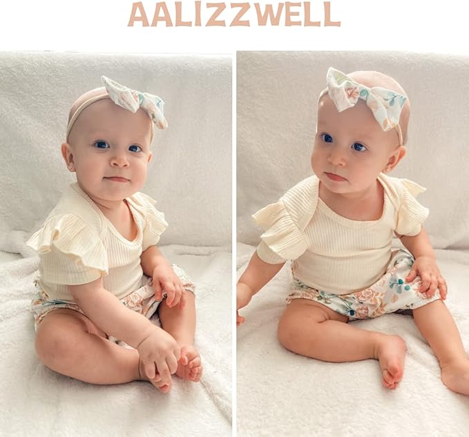 Aalizzwell Baby Girls Ribbed Bodysuit Bloomer Shorts Outfits Summer Clothes