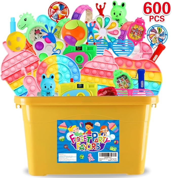 600 Pack Party Favors for Kids 8-12, Fidget Toys Set Sensory Toys Anxiety for Kids and Adults Autism Birthday Gift Classroom Prizes Treasure Box Goodie Bag Stuffers Halloween Christmas Stocking