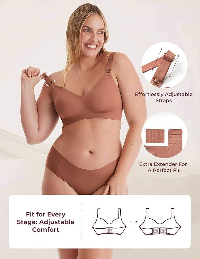 Momcozy Nursing Bras for Breastfeeding, YN21 Seamless Ultra Comfort Maternity Bra, Natural Shape, Pregnancy Sleep Bralette