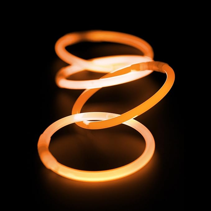 8" Glow Stick Bracelets - Bulk 50 Pack for Mardi Gras, St. Patrick's Day, and Nighttime Celebrations - Orange