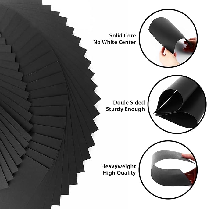 400 Sheets Black Cardstock 8.5” x 11”, 92lb/250gsm Black Card Stock, Thick Card Stock Paper, Heavy Cardstock Paper for Printer, Resume, Scrapbooks, Art, Crafts, Business Cards