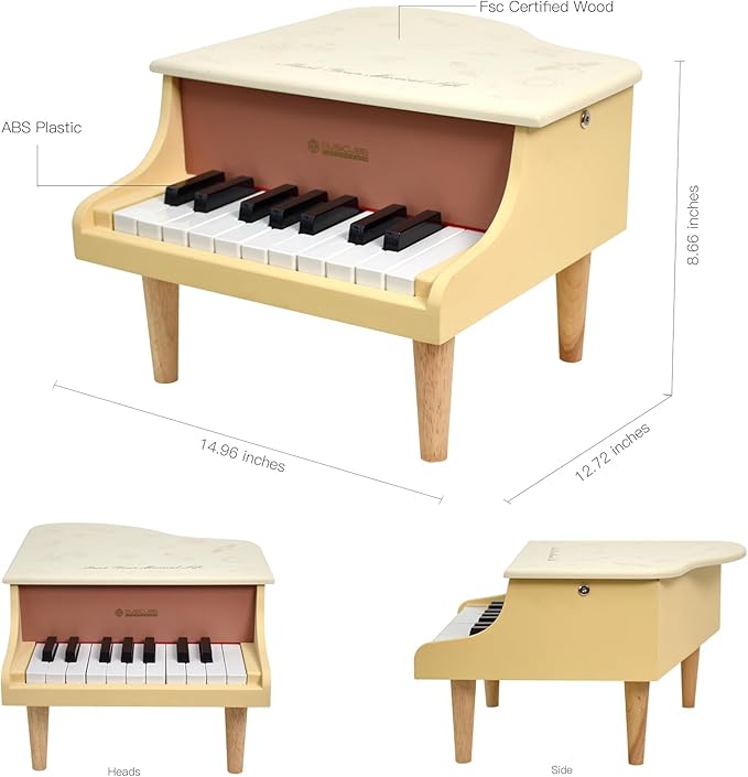 MUSICUBE Kids Mini Piano - 18 Key Grand Piano for 3-7 Year Olds, Beginner Girls & Boys, Educational Musical Instrument Gift Choice (C4-F5 Range)