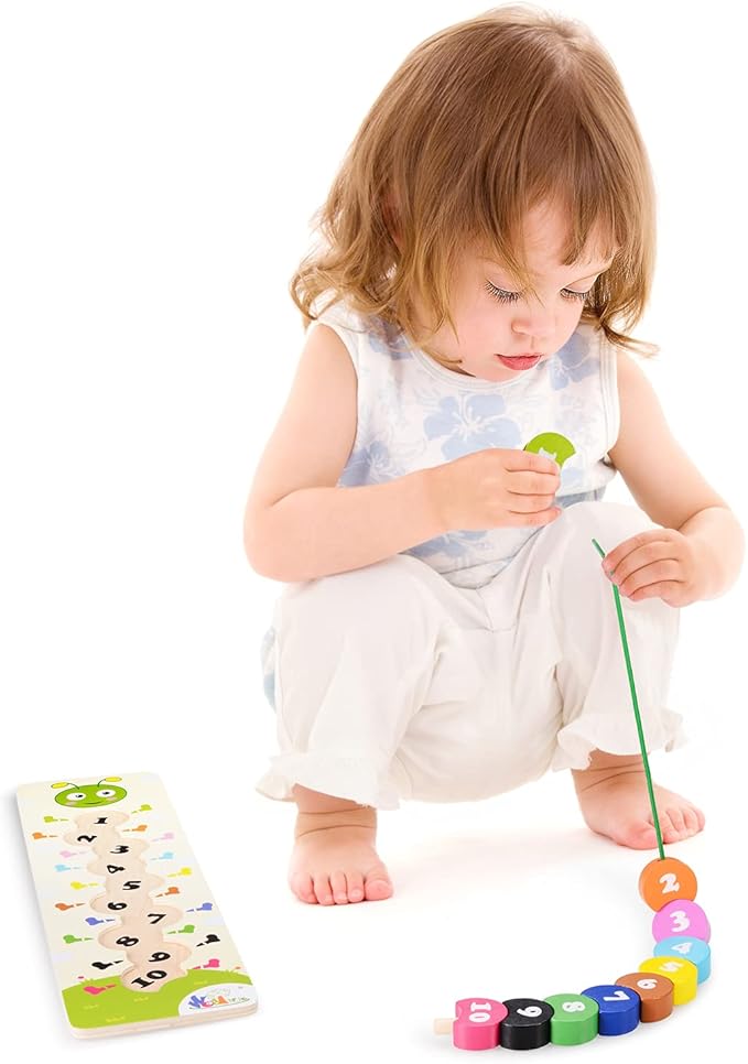 Beestech Wooden Lacing Toy, Montessori Toys for Toddlers, 2, 3 Year Olds, Wooden Puzzles, Preschool Activities, Fine Motor Skills Early Educational Toys for 2, 3 Year Old Toddlers, Boys, Girls