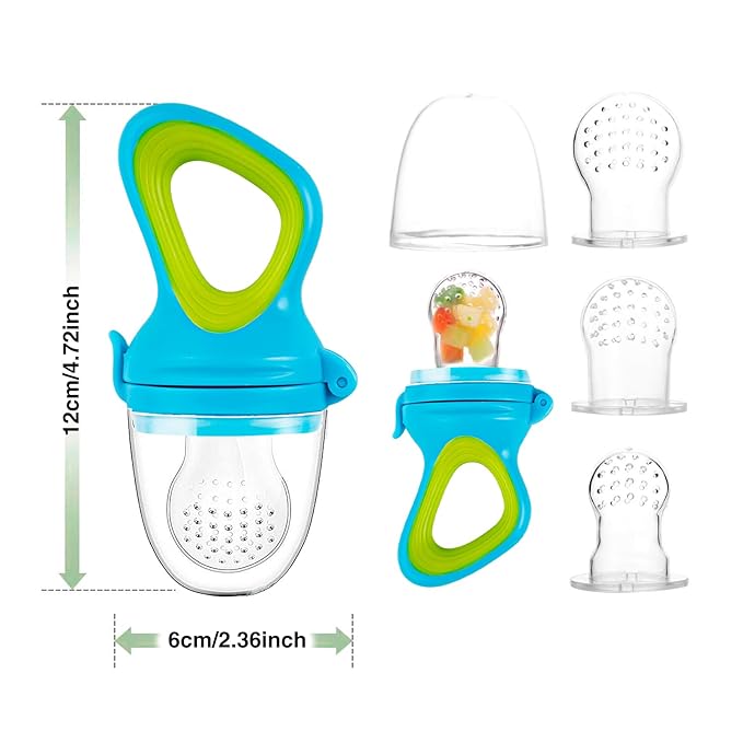 Baby Fruit Feeder by HAOBAOBEI, Frozen Teething Toys for Babies, Baby Food Pacifier Feeder with 3 Sizes Silicone Pouches, Baby Eating Essentials,BPA Free Baby Feeding Supplies -2 Pack