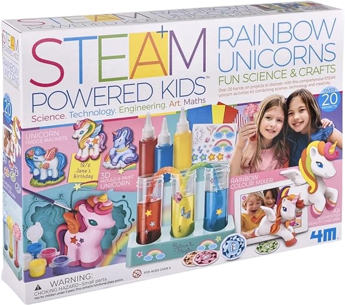 4M | STEAM Powered Kids | Rainbow Unicorns | Giant Unicorn Themed Arts and Crafts and STEM Projects Kit | Kids Ages 5+, Pink