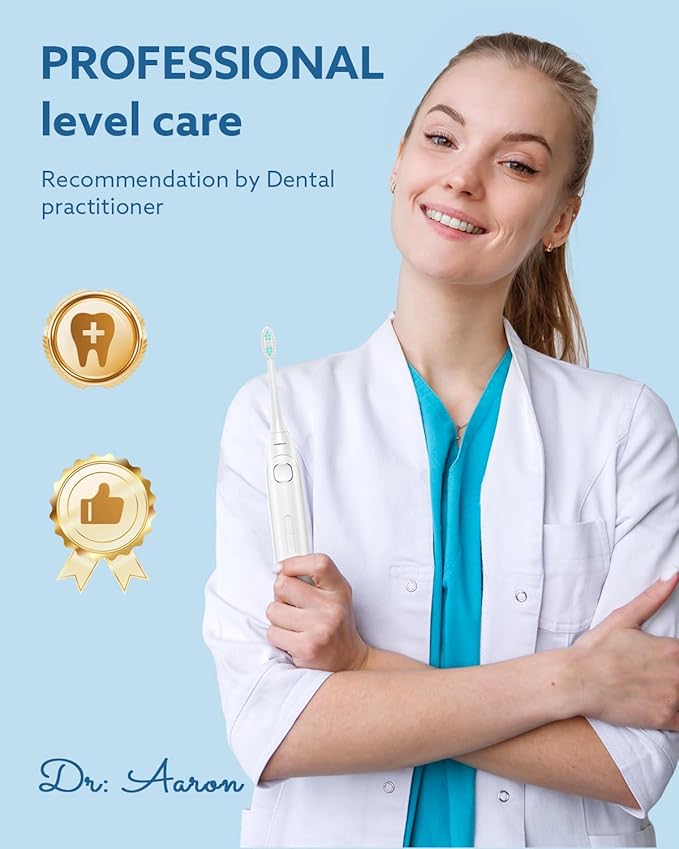 Operan Electric Toothbrush for Adults and Kids Rechargeable Sonic Toothbrush with 5 Modes 2-Min Smart Timer IPX7 Waterproof 40,000 VPM Motor with 8 Brush Heads & Travel Case (White)