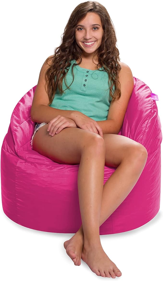 Posh Creations Sonoma Lounger Chair for Kids and Teens Big Bean Bag for Living Rooms, Bedrooms and Basements, Large, Pink