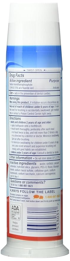 Aquafresh Kids Pump Cavity Protection Bubble Mint Fluoride Toothpaste for Cavity Protection, 4.6 ounce , 6 Count (Pack of 1 )