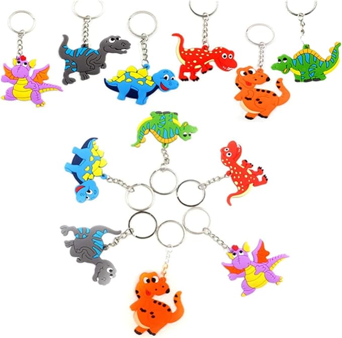 24pcs Cartonn Dragon Dinosaur Theme Slap Bracelets silicone Wristbands Keychain Ring and Bookmarks Party Favors