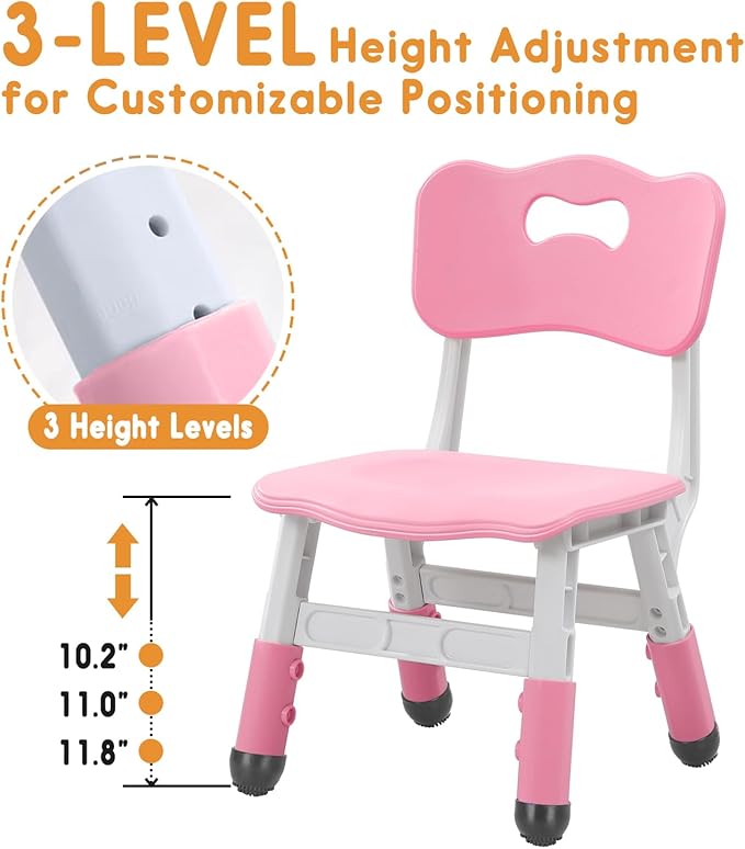 Kids Chair Adjustable Height Children Chairs Suitable for Children Age 2-8 with Foot Covers for Home Classroom Kindergarten and Children's venues Two-Pack