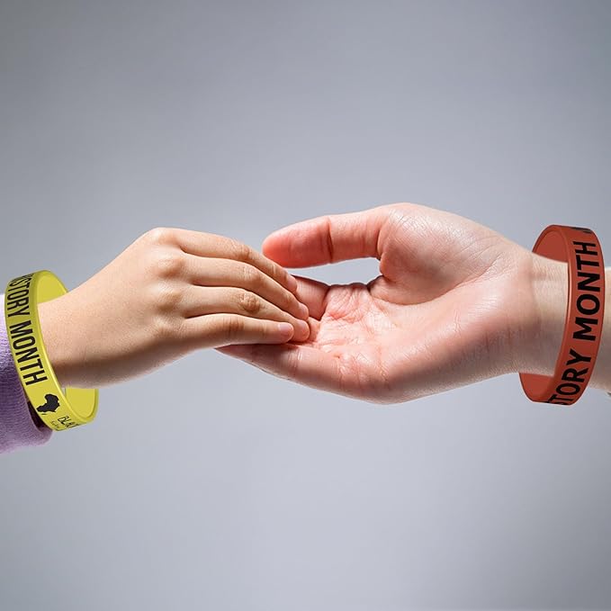 48PCS Happy Black History Month Party Silicone Wristband Bracelets - Black Freendom Day Party Decorations Gifts African Afro American Festival Party Favors Supplies