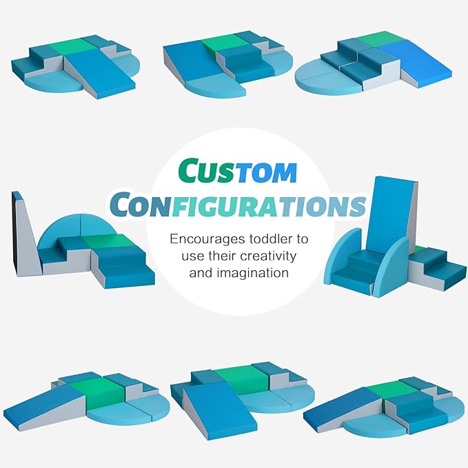 6-Piece Soft PU Leather Toddlers Climbing Toys, Indoor Climb and Crawl Activity Play Set, Foam Play Gym Climbing Structures for Toddlers 3, Baby Foam Climbing Blocks for Toddlers