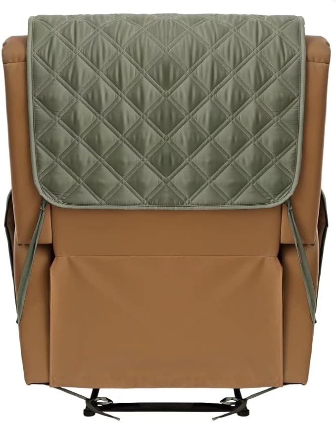 TOMORO Non-Slip Oversized Recliner Cover, 100% Waterproof Quilted Recliner Chair Slipcover Furniture Protector with Pockets, Washable Couch Cover with Elastic Straps for Kids and Pets
