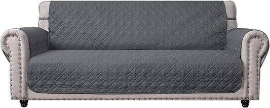 Ameritex Couch Sofa Slipcover 100% Waterproof Nonslip Quilted Furniture Protector Slipcover for Dogs, Children, Pets Sofa Slipcover Machine Washable (Dark Grey, 78")