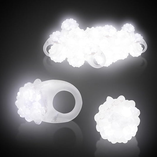 24-Pack - LED Light Up Jelly Bumpy Rings - Fun and Colorful Bulk Pack Party Favors