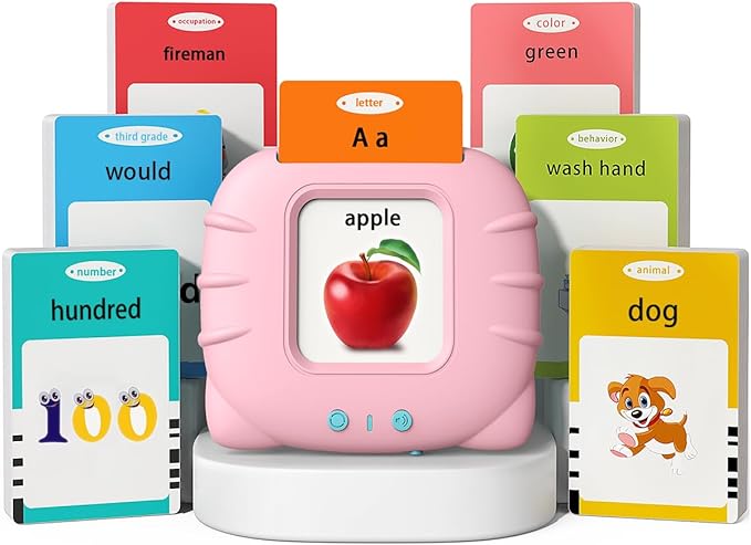 Kidzdo Toddler Audible Flash Cards with Music, Montessori Toys, Pocket Speech Therapy Toys, 600 Sight Words, Alphabet, Numbers 0-100, Phrase, etc, Learning Educational Gifts for 3 4 5 Years Girls