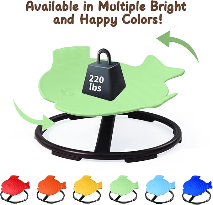 Kids Swivel Chair Sensory Chair for Kids, Spinning Chair Kids Balance Physical Therapy Equipment, Kids Indoor Outdoor Play Equipment， Science Seat for Kids 3-9 (Light Green)