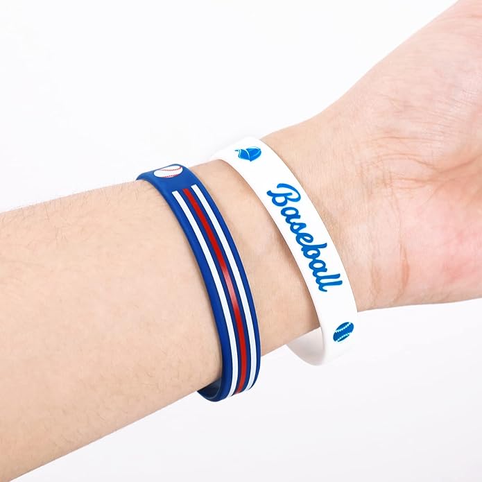 AnyDesign 30Pcs Baseball Silicone Rubber Bracelets Motivational Baseball Bracelet Wristbands 5 Designs Rubber Wristband for Baseball Theme Party Sport Prize Birthday Gift Party Favor Accessories