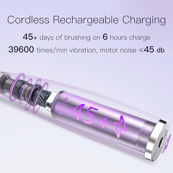 Kids Electric Toothbrushes Sonic Rechargeable Tooth Brush Gifts for Boys and Girls Smart Timer Power Toothbrush - Blue 3 4 5 6 7 8 9 10 11 12 (Purple)