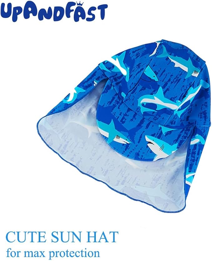 upandfast Baby/Toddler Swimsuit UPF 50+ Sun Protection One Piece Zipper Bathing Suit with Sun Hat Infant Beach Swimwear