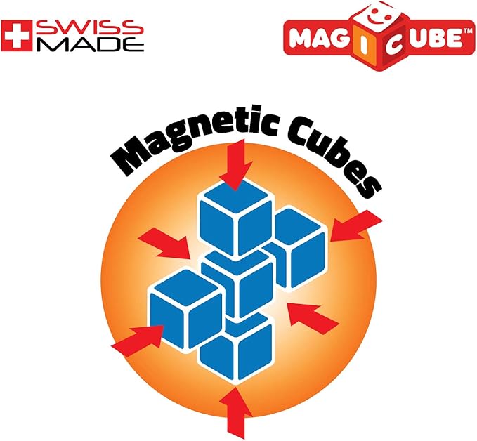 Geomag MagiCube Small Animals 4-Piece Magnetic Stacking Cubes Building Set, Toddlers & Kids Ages 1.5 and Up, STEM Educational Toy, Swiss-Made, Creativity, Imagination, 6 Adorable Building Ideas