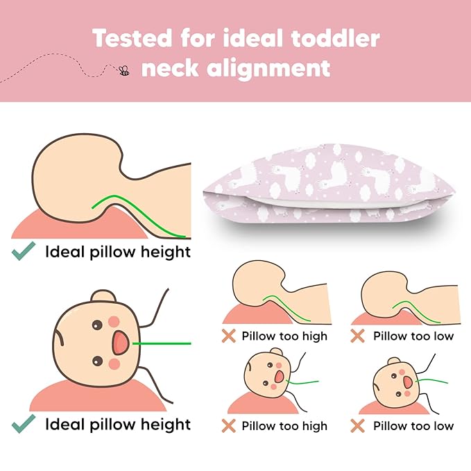 Toddler Pillow with Pillowcase - 13x18 My Little Dreamy Pillow, Organic Cotton Toddler Pillows for Sleeping, Kids Pillow, Travel Pillows, Mini Pillow, Nursery Pillow, Toddler Bed Pillow (Alpacas)