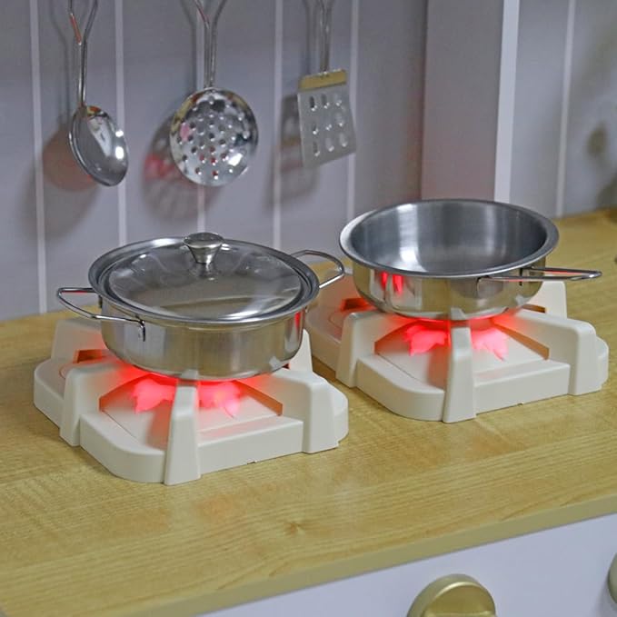 Kids Kitchen Playset,Children Play Kitchen for Toddler,Baby Toy Kitchen Set,Pretend Wooden Kitchen,Birthday Gifts with Play Sink Toy,Lights Sounds, Cooking Set for Kids Ages 3+Boys Girls