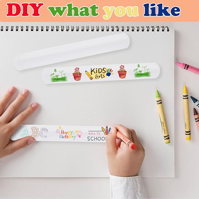 36 PCS Slap Bracelets Blank DIY Slap Bracelets Color Your Own Slap Bracelets Slap Bands Wristbands Snap Bracelets for Birthday Halloween Thanksgiving Christmas Party