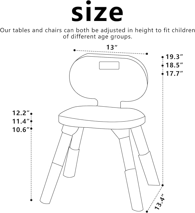 3 Level Height Adjustable Kids Chairs Plastic Preschool Chair Durable and Lightweight Child Chair with a Maximum Load Capacity of 130 pounds Suitable for Day Care, Classroom, and Home (2-Pack Beige)
