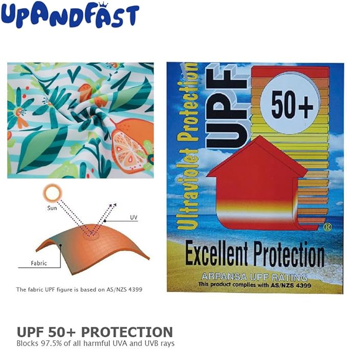 upandfast Baby/Toddler Swimsuit UPF 50+ Sun Protection One Piece Zipper Bathing Suit with Sun Hat Infant Beach Swimwear