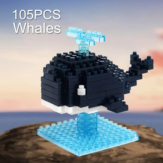 Animals Building Sets, Party Favor for Kids Small Toy Prizes, Dinosaur Whale Bulldog Panda Model Building Blocks, Birthday Party Favor Valentines Gifts for Kids Class Prize