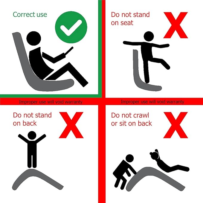 The Crew Furniture Classic Video Rocker Floor Gaming Chair, Kids and Teens, Racing Stripe PU Faux Leather & Polyester Mesh, Black/Red