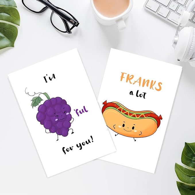 40 Funny Thank You Cards with Envelopes & Stickers, 4×6 in Cute Pun Cards Assorted Blank Greeting Cards, Boxed Bulk Note Cards for Friends Teachers Business Coworker Employee Appreciation