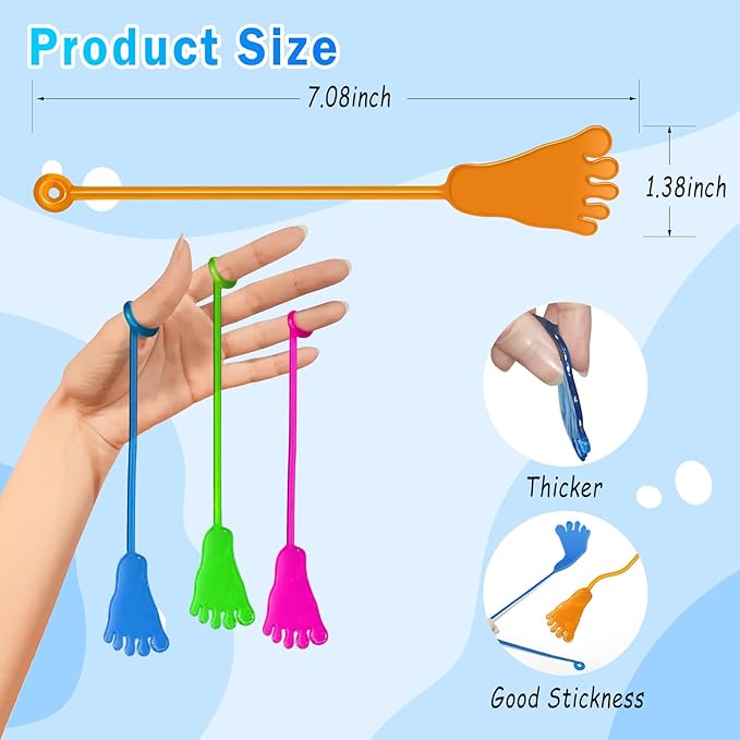 48PCS Sticky Hands Bulk Kids Party Favors Foot Shape Stretchy Sticky Hand Fidget Toys Kids Easter Basket Stuffers Birthday Goodie Bag Stuffers Treasure Box Toys for Classroom Prizes Party Supplies