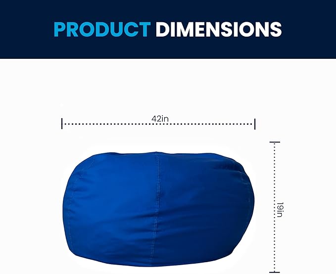 Flash Furniture Duncan Oversized Bean Bag Chair for Kids and Adults, Foam-Filled Beanbag Chair with Machine Washable Cover, Royal Blue