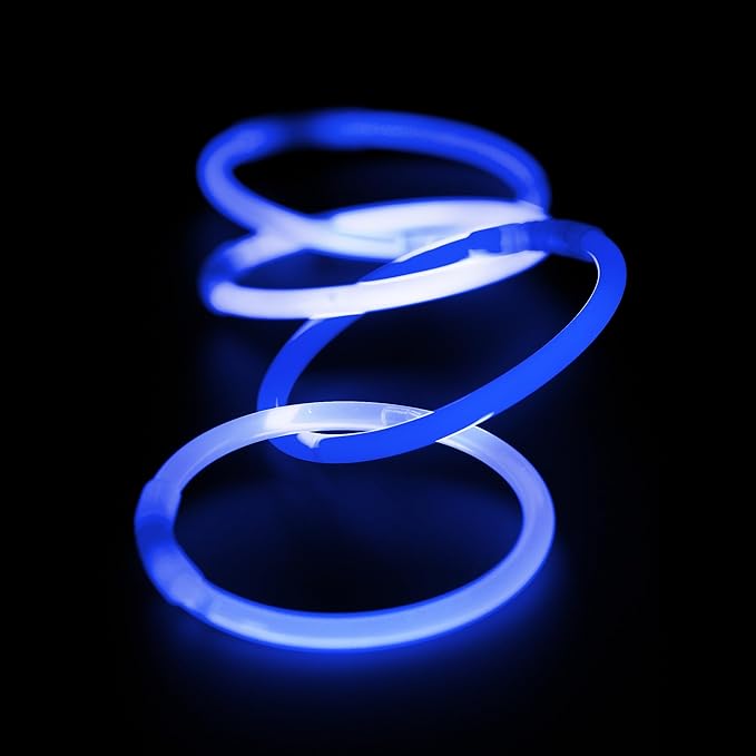 8" Glow Stick Bracelets - Bulk 50 Pack for Mardi Gras, St. Patrick's Day, and Nighttime Celebrations - Blue
