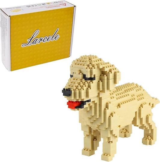 Larcele Micro Dog Building Blocks Mini Pet Building Toy Bricks,950 Pieces KLJM-02 (Golden Retriever)