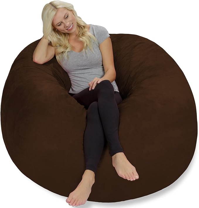 Chill Sack Bean Bag Chair: Giant 5' Memory Foam Furniture Bean Bag - Big Sofa with Soft Micro Fiber Cover - Brown