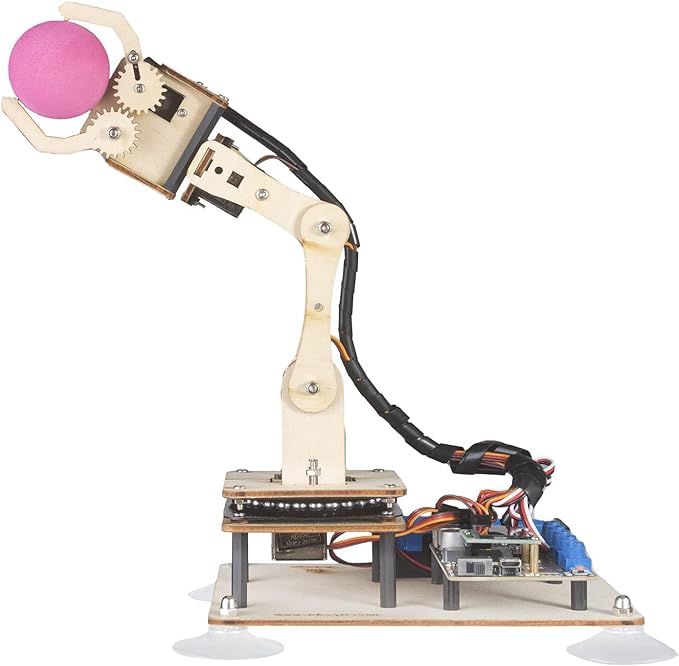 Adeept 5DOF Robotic Arm Kit Compatible with Arduino IDE, Programmable DIY Coding STEM Educational 5 Axis Build Robot Arm,Robot Starter Kit with OLED Display Processing Code and Tutorials - Wooden