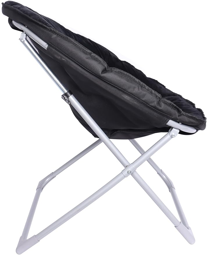 Amazon Basics Faux Fur Saucer Shaped Chair with Metal Frame Black 27.2"D x 32.3"W x 32.3"H