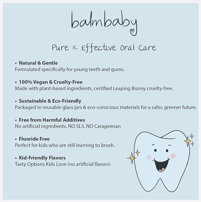 Kids All Natural Fluoride Free Toothpaste by Balm Baby Brand – SLS Free Toothpaste with Xylitol, Vegan, Gluten Free, BPA Free, Glass Jar Zero Waste Children’s Teeth Paste (Orange)