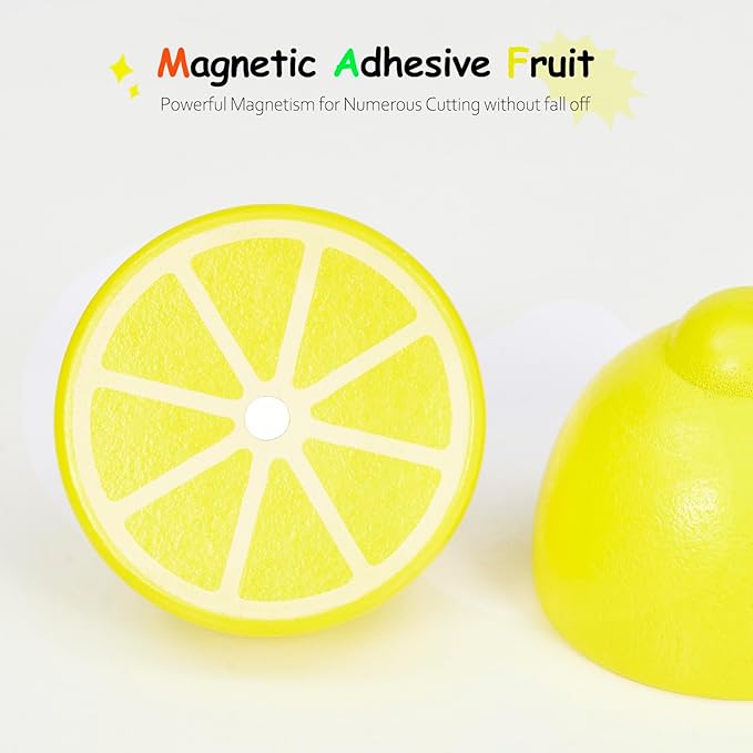 Wooden Play Food Sets for Kids Kitchen Accessories, Realistic Wood Cutting Fruits and Vegetables Toys for 3- Year Old Toddlers, Mini Pretend Play Gifts for 3 -6 Years Girls Boys