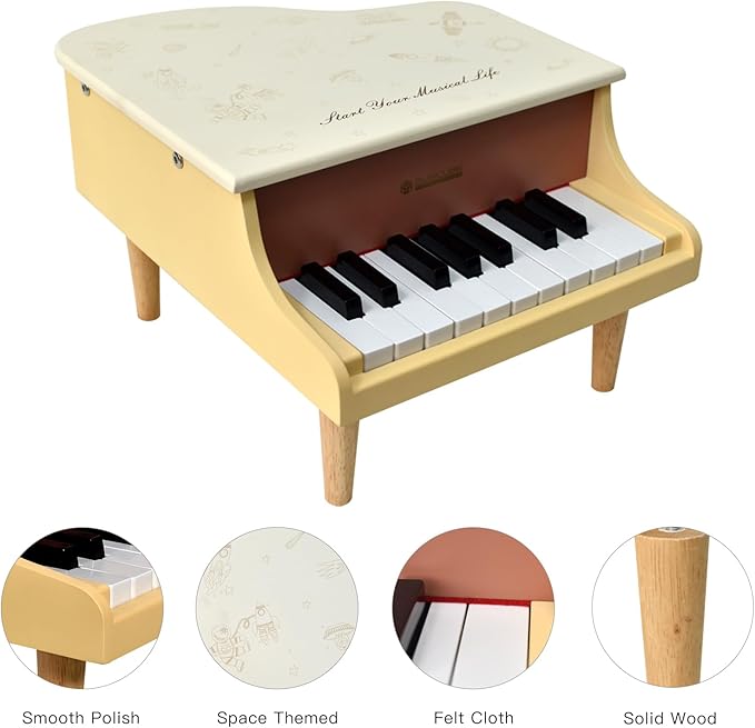 MUSICUBE Kids Mini Piano - 18 Key Grand Piano for 3-7 Year Olds, Beginner Girls & Boys, Educational Musical Instrument Gift Choice (C4-F5 Range)