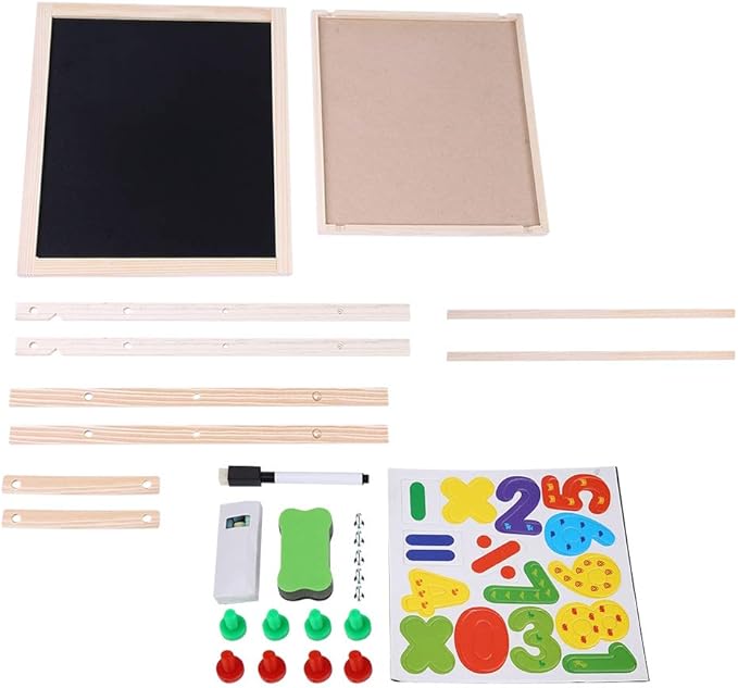 TOPINCN Art Wooden Drawing Board,Double Side Drawing Board for Chalk and Cartoon Letters Stickers for Nursery and Baby Toddler Junior Bedrooms Drawing Paper