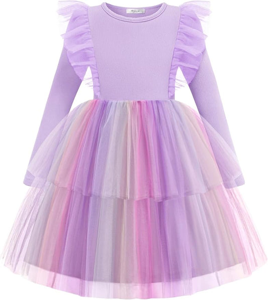 Arshiner Toddler Dress Baby Girls Tutu Tiered Formal Party Sequin Tulle Dresses Fall Winter Clothes for 1-6 Years