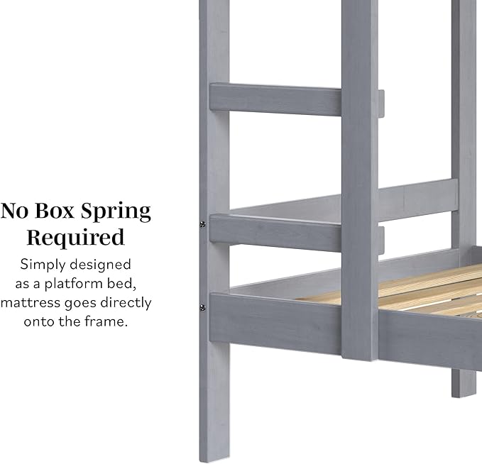 Walker Edison Modern Twin-Size Children's Bed Frame Bedroom, Twin-Size, Grey