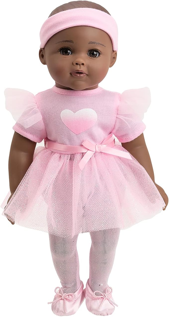 ADORA Enchanting Baby Ballerina Collection, 13-inch African-American Baby Doll Set with Pink Dress, Headband and Ballerina Shoes for Nurturing Pretend Play - Juliet