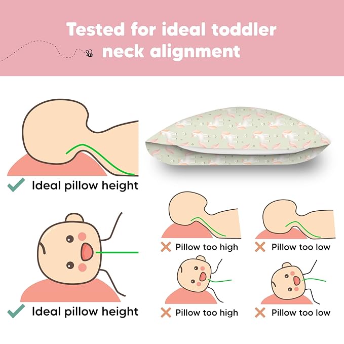 Toddler Pillow with Pillowcase - 13x18 My Little Dreamy Pillow, Organic Cotton Toddler Pillows for Sleeping, Kids Pillow, Travel Pillows, Mini Pillow, Nursery Pillow, Toddler Bed Pillow (Grace)