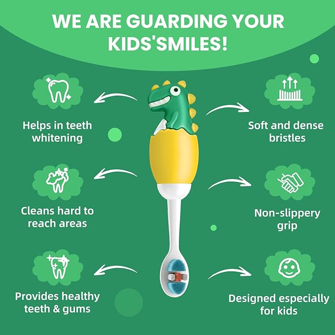 Kids Manual Toothbrush, Extra Soft Bristle Toddler Toothbrush with 10000 Bristles, Kids Travel Toothbrush Designed for Delicate Teeth & Gums for Children 2-7 Years (Yellow)